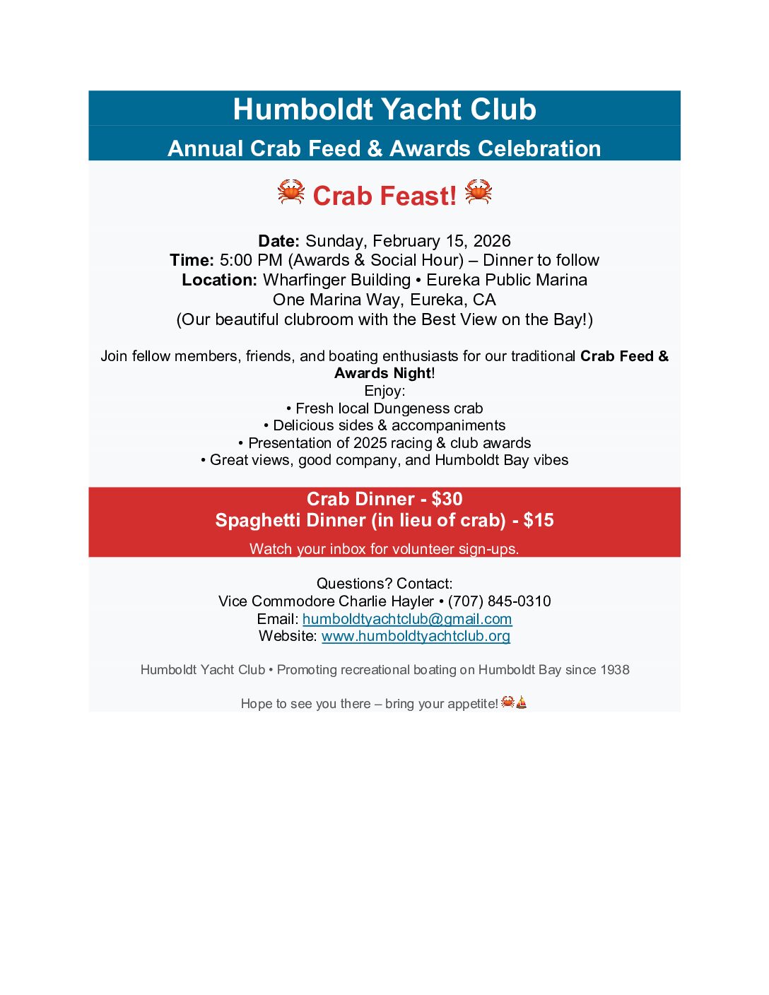 Crab Dinner at the Awards Ceremony